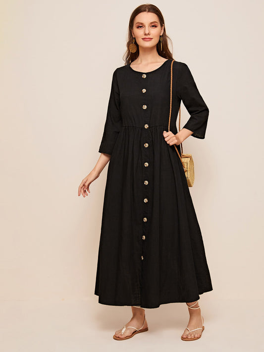 Single Breasted Solid Dress