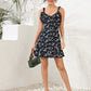 Ditsy Floral Print Ruffle Trim Frilled Cami Dress