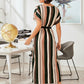 V-neck Striped Self Tie Tunic Dress
