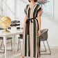 V-neck Striped Self Tie Tunic Dress