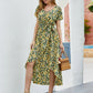 Asymmetrical Hem Split Thigh Belted Floral Dress