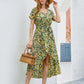 Asymmetrical Hem Split Thigh Belted Floral Dress