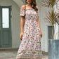 Floral & Tribal Print Split Thigh Bardot Dress