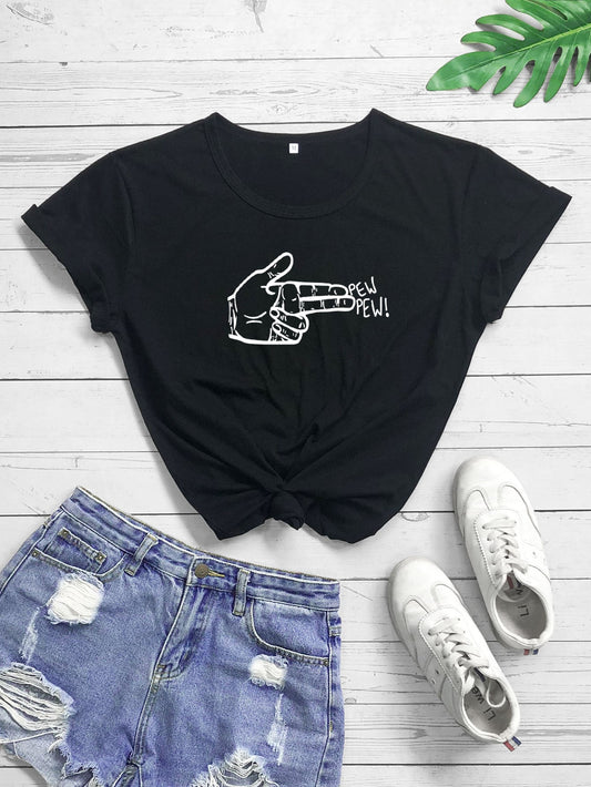 Gesture And Letter Graphic Tee