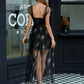 Amy's Cart Sweetheart Neck Glitter Mesh Dress