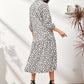 Allover Print Ruffle Hem Shirt Smock Dress