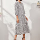Allover Print Ruffle Hem Shirt Smock Dress