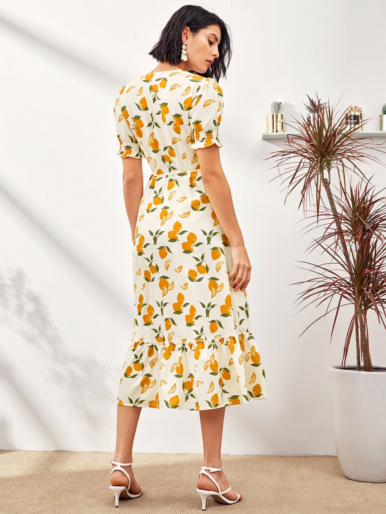 Lemon print wrap dress hotsell