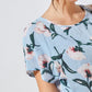Batwing Sleeve Floral Print Top