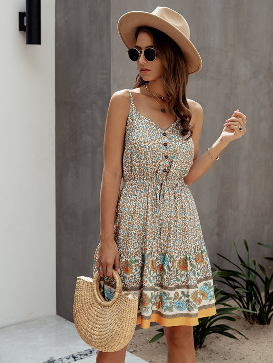 Ditsy Floral & Tribal Print Cami Dress