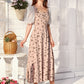 Butterfly Print Square Neck Contrast Lace Sleeve Dress