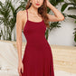 Solid Criss Cross Tie Back Cami Dress