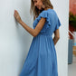 Flutter Sleeve Midi Flowy Dress