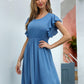 Flutter Sleeve Midi Flowy Dress