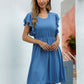 Flutter Sleeve Midi Flowy Dress