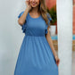 Flutter Sleeve Midi Flowy Dress