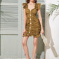 Ditsy Floral Button Through Ruched Fitted Dress