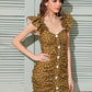 Ditsy Floral Button Through Ruched Fitted Dress