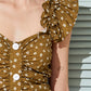 Ditsy Floral Button Through Ruched Fitted Dress