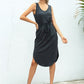 Curved Split Hem Drawstring Tank Dress