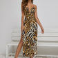 Split Thigh Tiger Striped Dress
