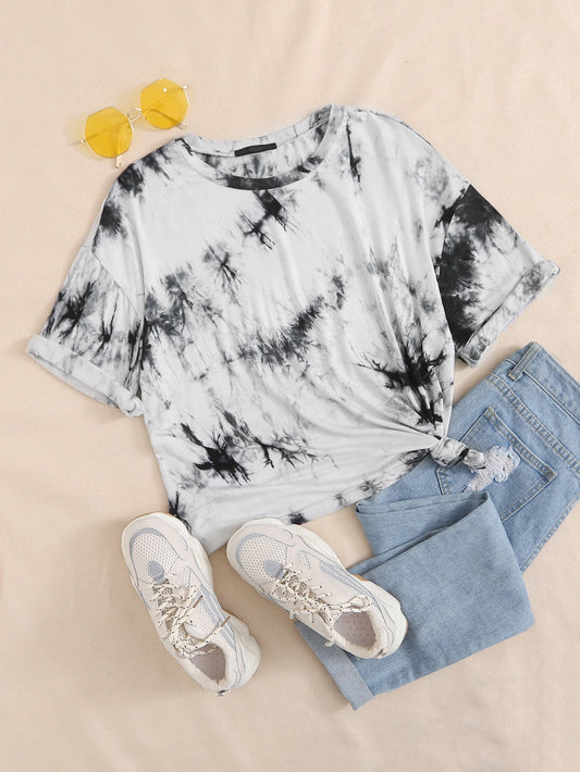 Tie Dye Print Drop Shoulder Tee
