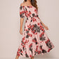 Bardot Floral Print Ruffle Hem A-line Dress