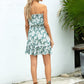 Tropical Print Frill Shirred Waist Cami Dress