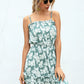 Tropical Print Frill Shirred Waist Cami Dress