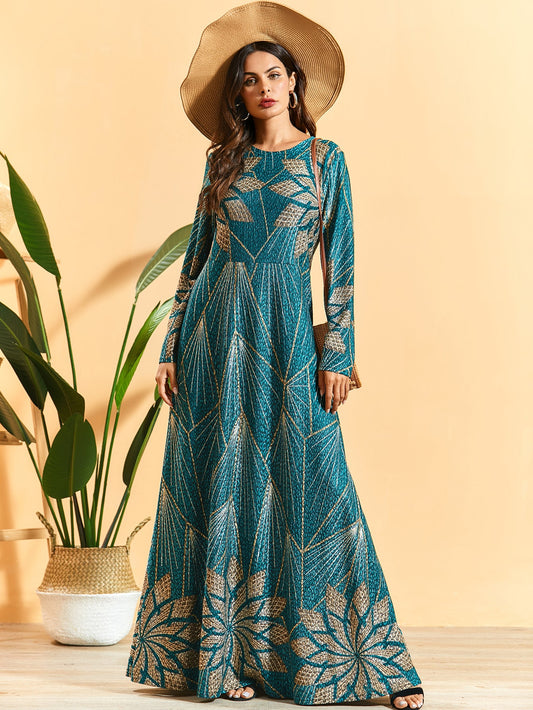 Floral Print High Waist Maxi Dress