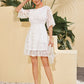 Plant Embroidered Keyhole Back Dress