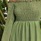 Frill Trim Shirred Bardot Chiffon A-line Dress