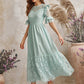Flounce Sleeve Lace Insert Ruffle Trim Dress