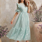 Flounce Sleeve Lace Insert Ruffle Trim Dress
