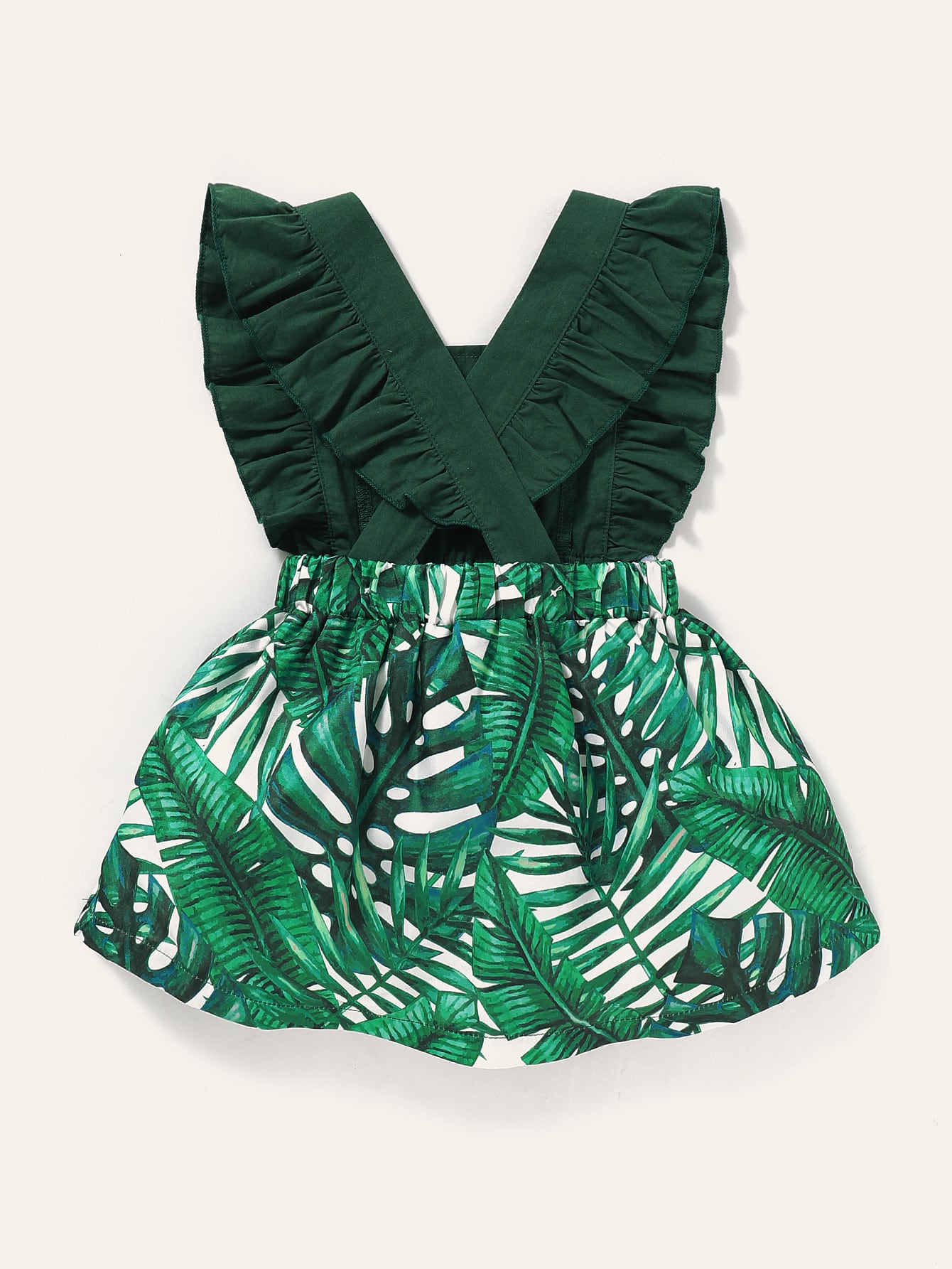 Baby Girl Tropical Print Ruffle Overall Dress