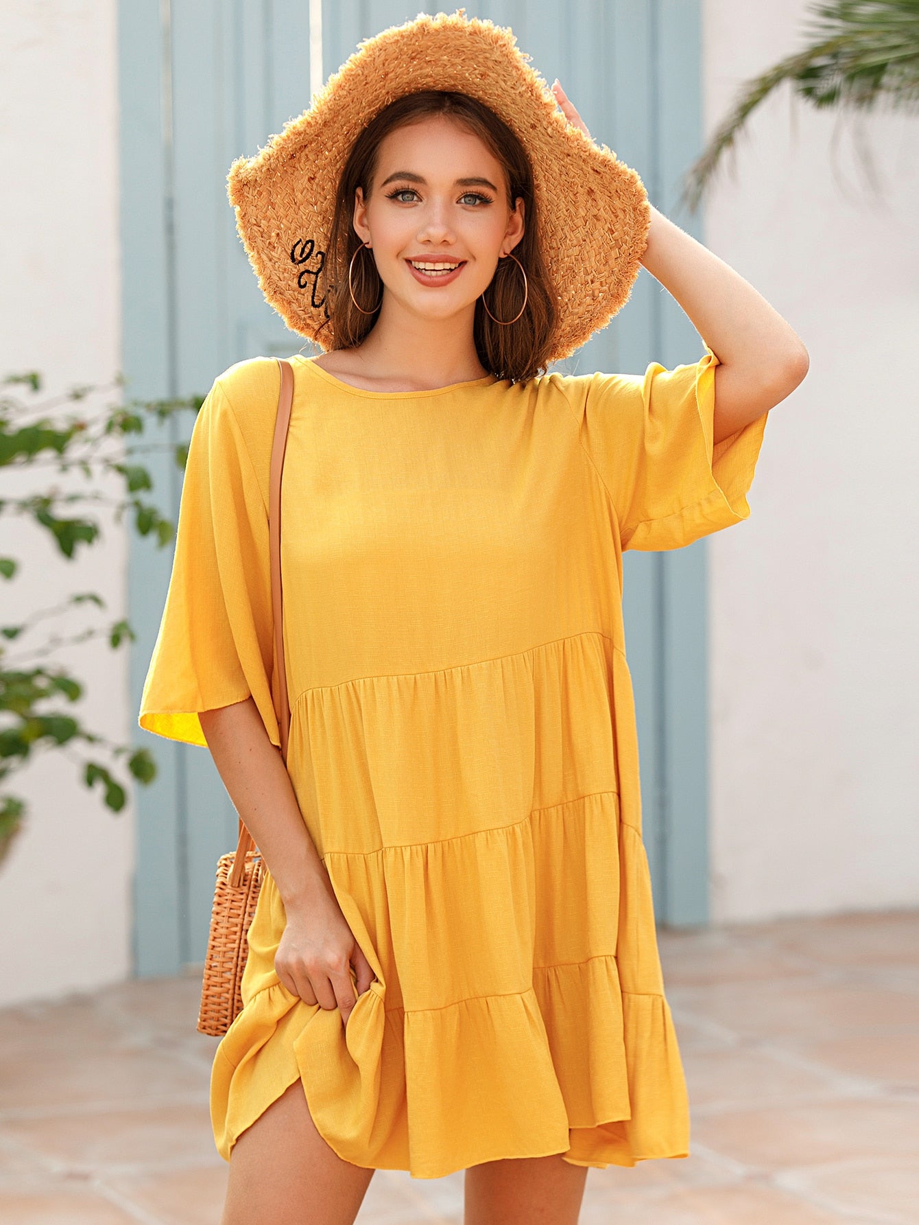 Solid smock hot sale dress