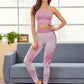 Color Block Sports Bra With Wide Band Waist Fishnet Leggings