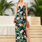 Split Thigh Tropical Print Cami Dress