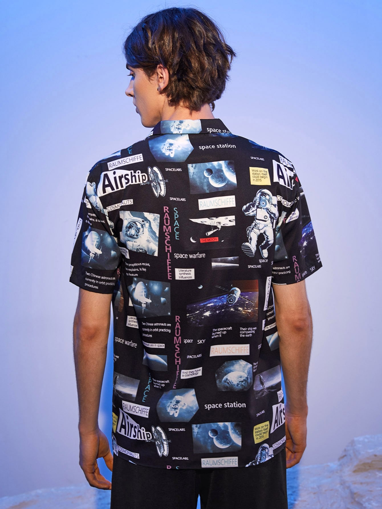 Men Space & Astronaut Print Shirt