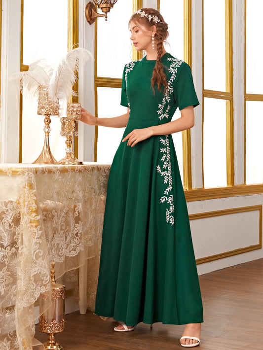 Plants Pattern Zip Back Dress