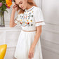 Floral Embroidered Lace Trim Dress