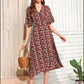Allover Floral Print Knot Side Wrap Dress