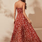 Shirred Cross Wrap Bodice Floral Dress