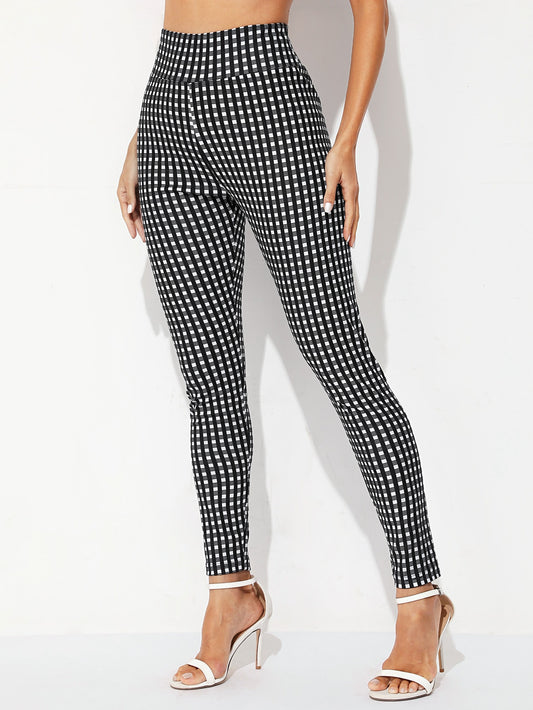 Wide Waistband Plaid Pants