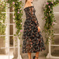 Floral Print Layered Hem Chiffon Bardot Dress