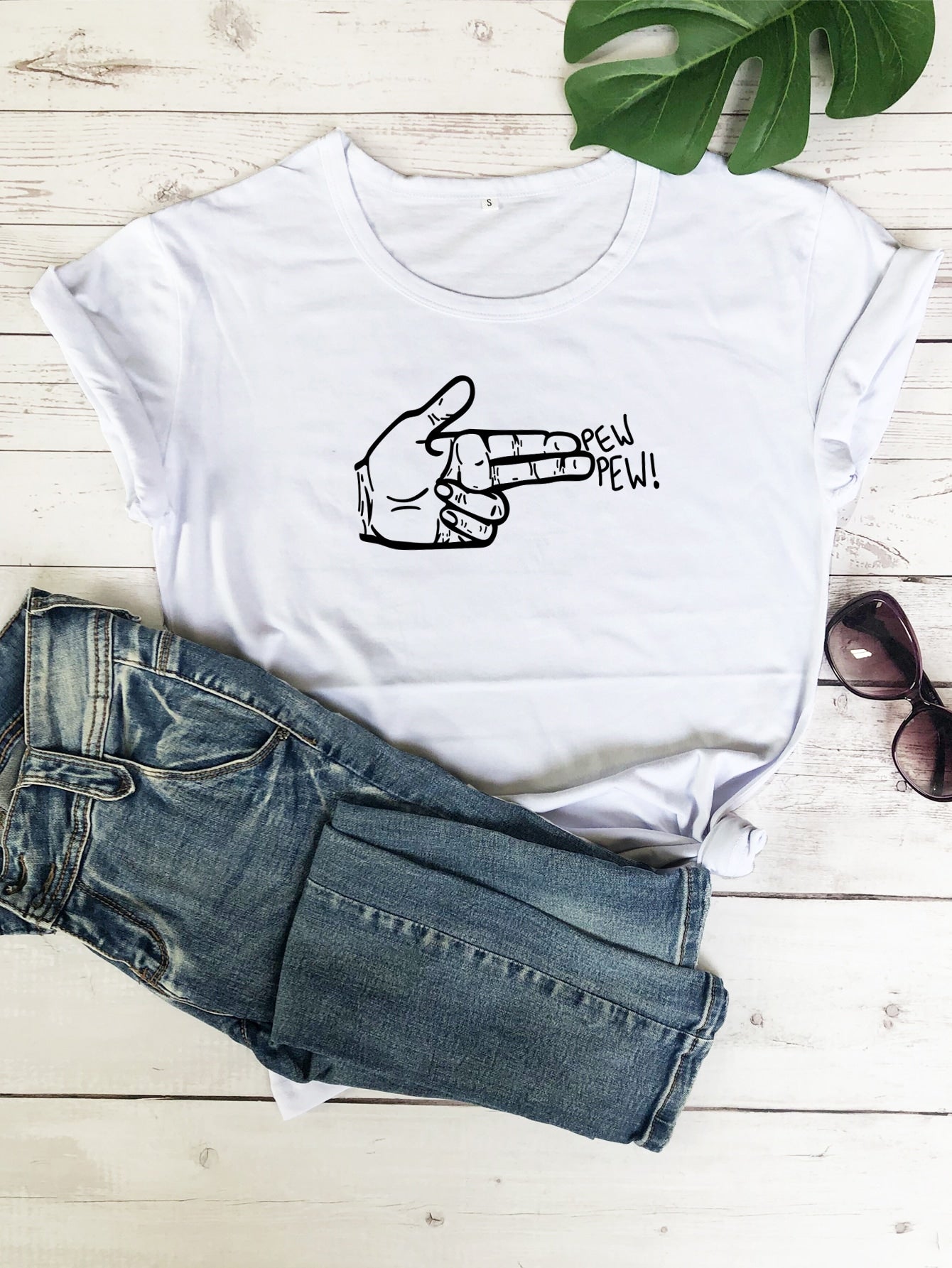 Gesture And Letter Graphic Tee
