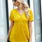 Solid Button Front Ruffle Hem Tee