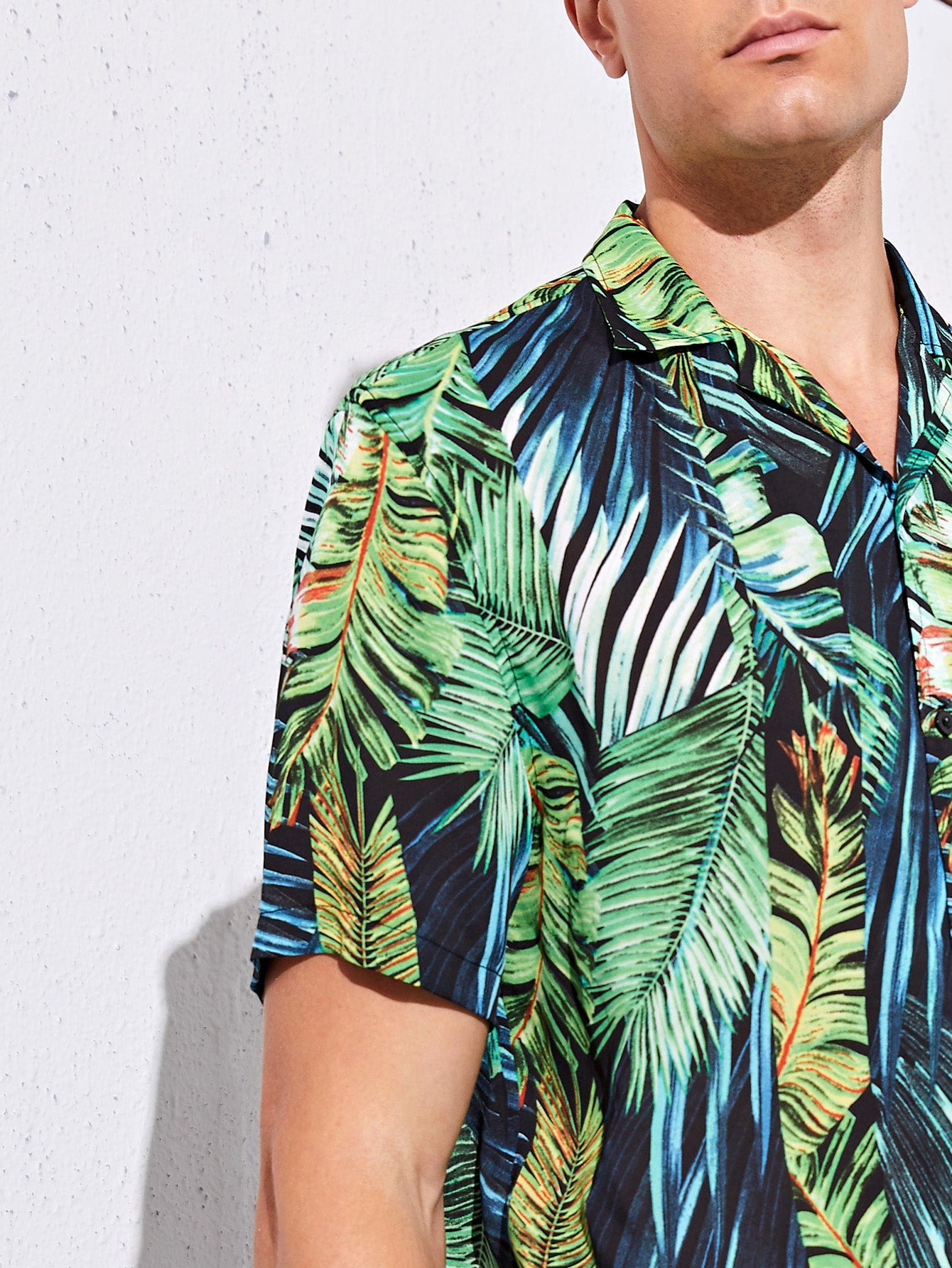 Men Tropical Leaf Print Shirt