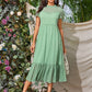 Frilled Trim Ruffle Hem Solid Dress