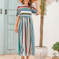 Multi-Color Striped Keyhole Back Long Dress